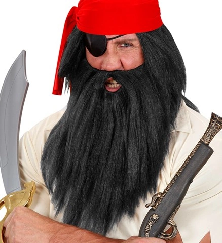 [WID7030N] Perruque de pirate noire avec barbe