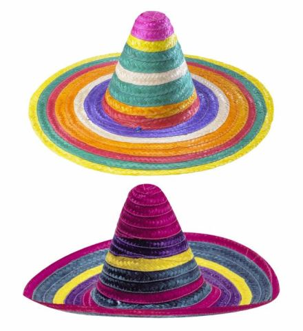 [WID2818M] Multicoloured straw Mexican sombrero