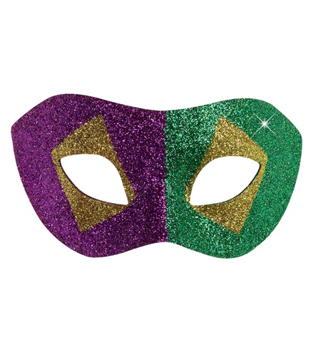[WID6423M] Masque vénitien violet, vert et or pailleté
