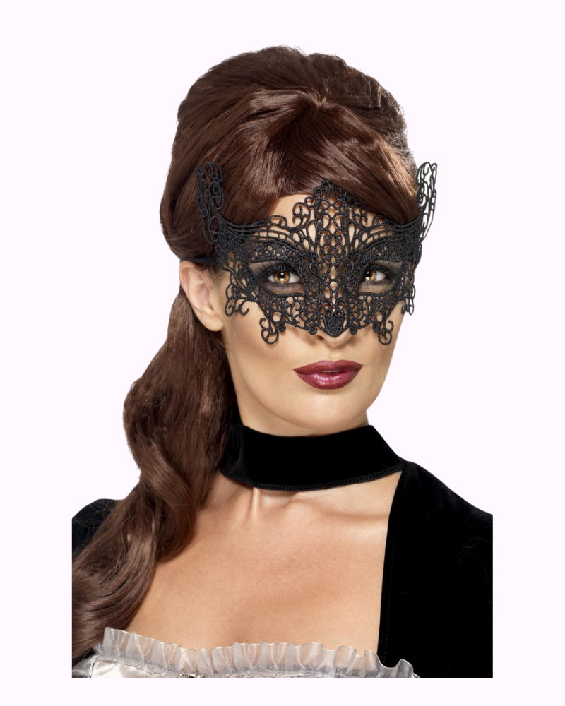 [SMI45227] Black embroidered lace eye mask