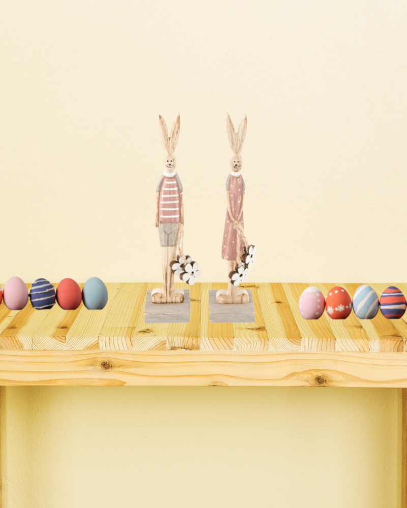 [CHA80636] ﻿Centre de table lapin en bois﻿