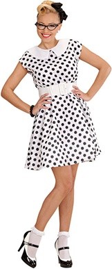 Robe blanche à pois année 50