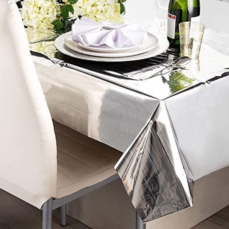 [FUN62754A] Tablecloth metallic silver