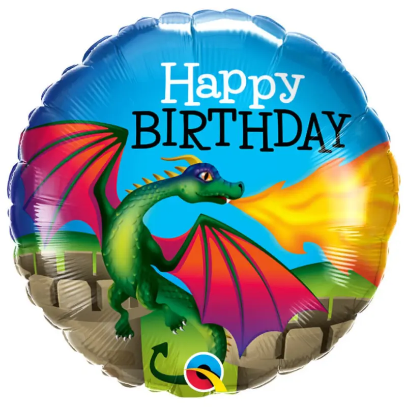 Ballon rond Happy Birthday Dragon 18"