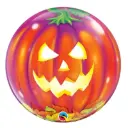 Bubble-Ballon Leuchtender Kürbis 56 cm