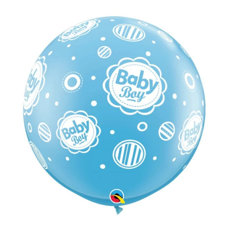 Ballon Latex 3'(90cm) Bleu "Baby Boy"