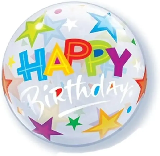 [ABC23302] Mini bubble Birthday Stars 12" tige