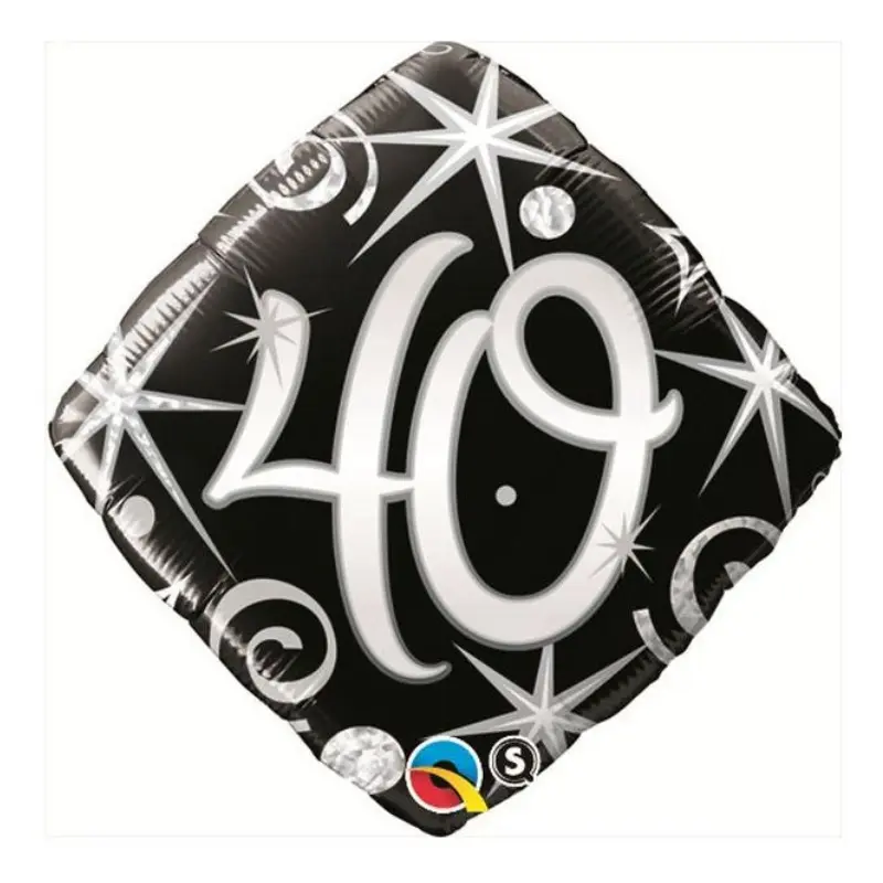 Ballon 40 ans noir et blanc en losange