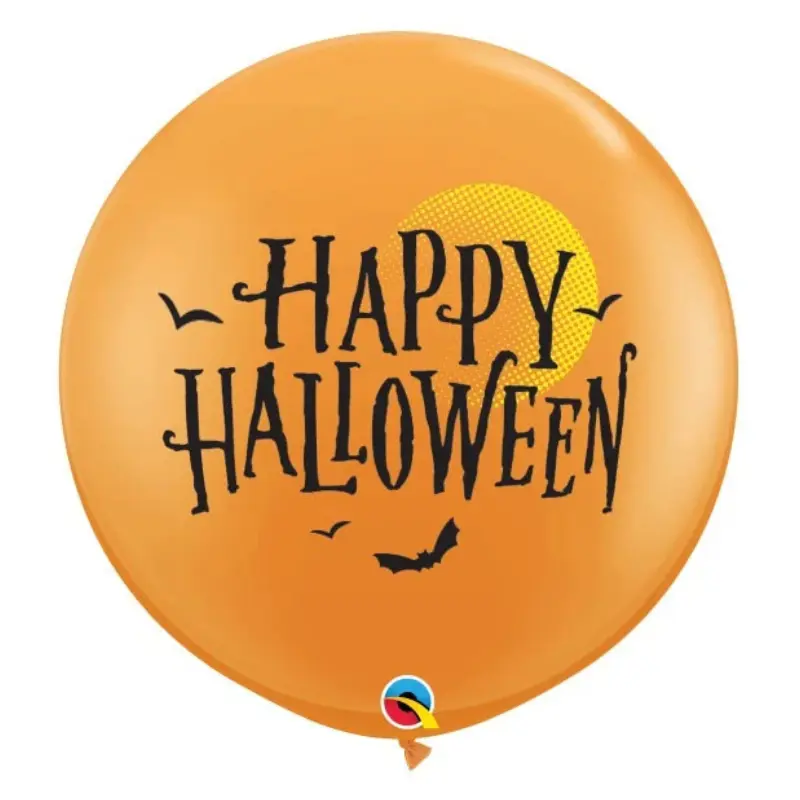 Ballon latex 3' orange "Happy Halloween" 