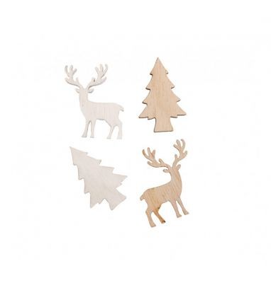 [CHA11367] Sachet de 24 Confetti en bois Cerf et Sapin