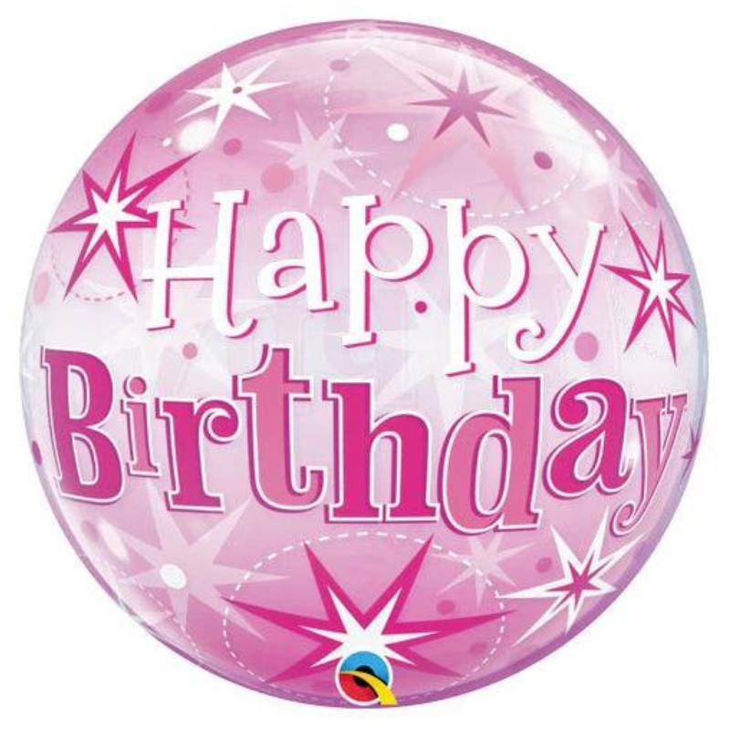 [ABC43121] 22'single bubble Bday Pink Starbust sparkle