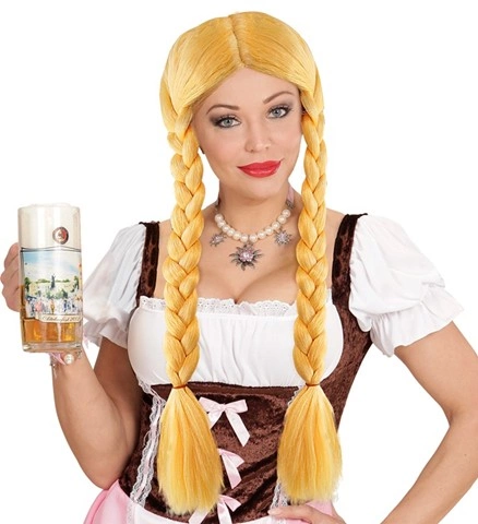 [WID6219K] Bavarian Oktoberfest wig with two blonde braids