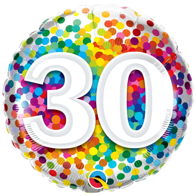 [ABC49526] Ballon Alu 18" Rainbow Confetti 30 ans