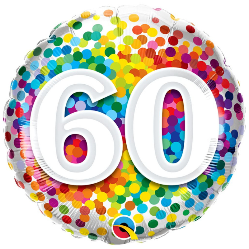 [ABC49548] Ballon Alu 18" Rainbow Confetti 60 ans
