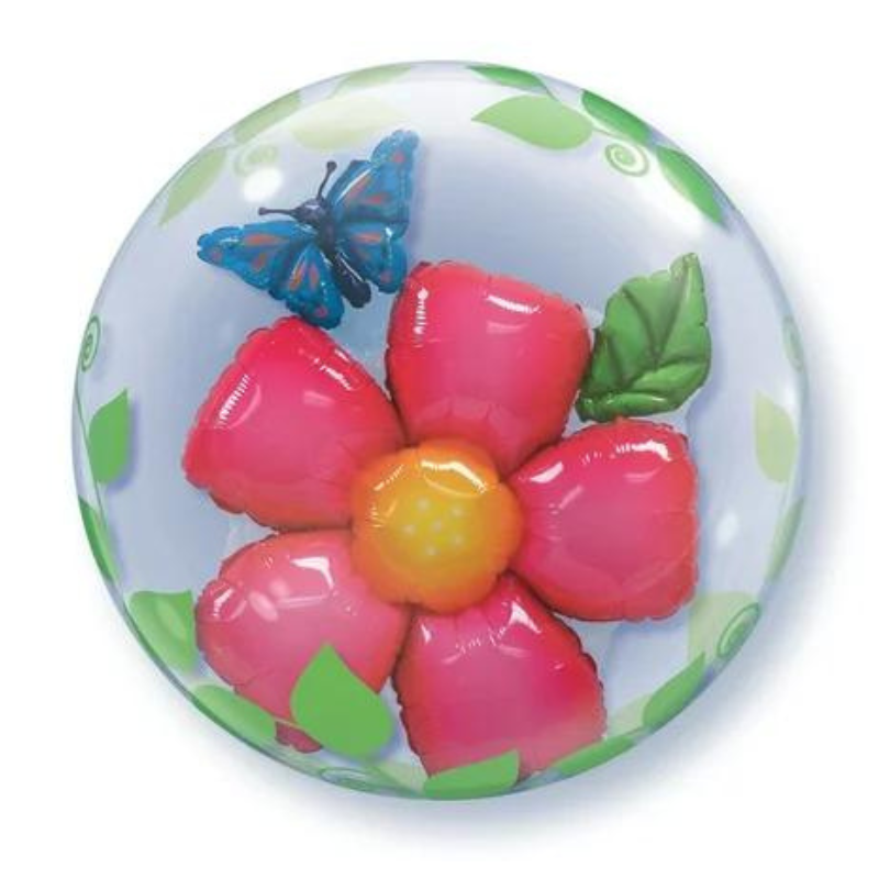 Ballon double bubble fleur et papillon