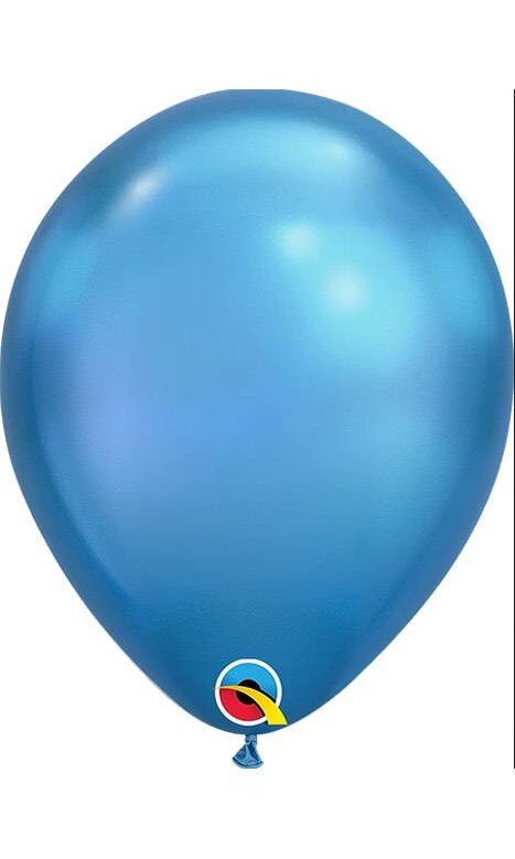 100 Latex Balloons 7" Chrome Blue - Qualatex