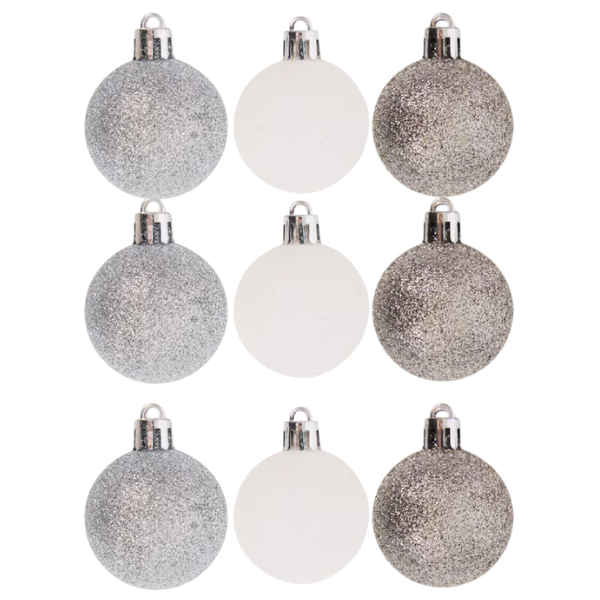 [ACT419673] Lot de 9 mini boules de Noël avec ficelles