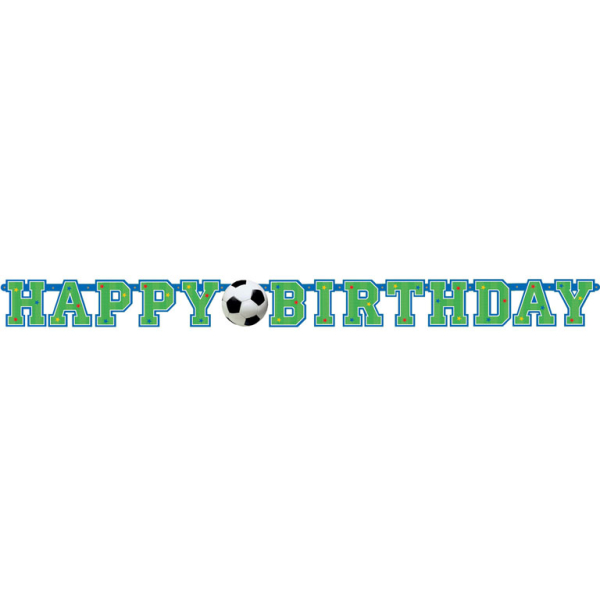 [AMS125392] Guirlande Happy Birthday ballon de foot 130 x 10,2 cm