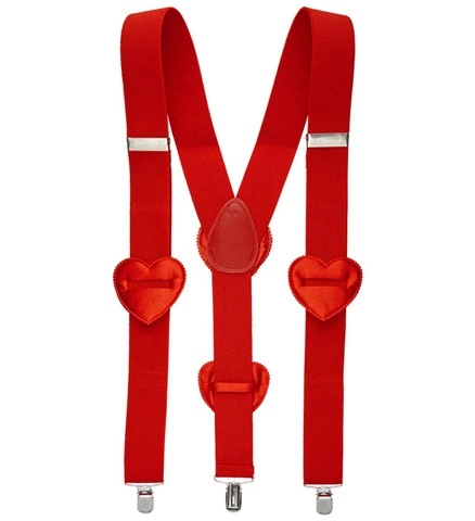 [WID05740] Rote elastische Hosenträger mit Herzen