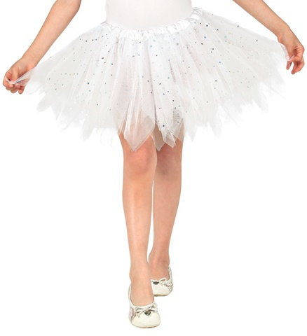[WID10324] Weißes Glitzer-Tutu für Kinder, 30 cm