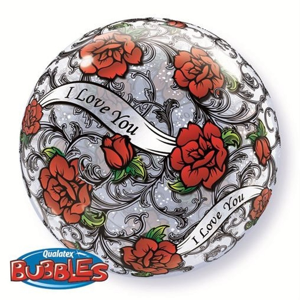Bubble 'I Love You' avec des roses