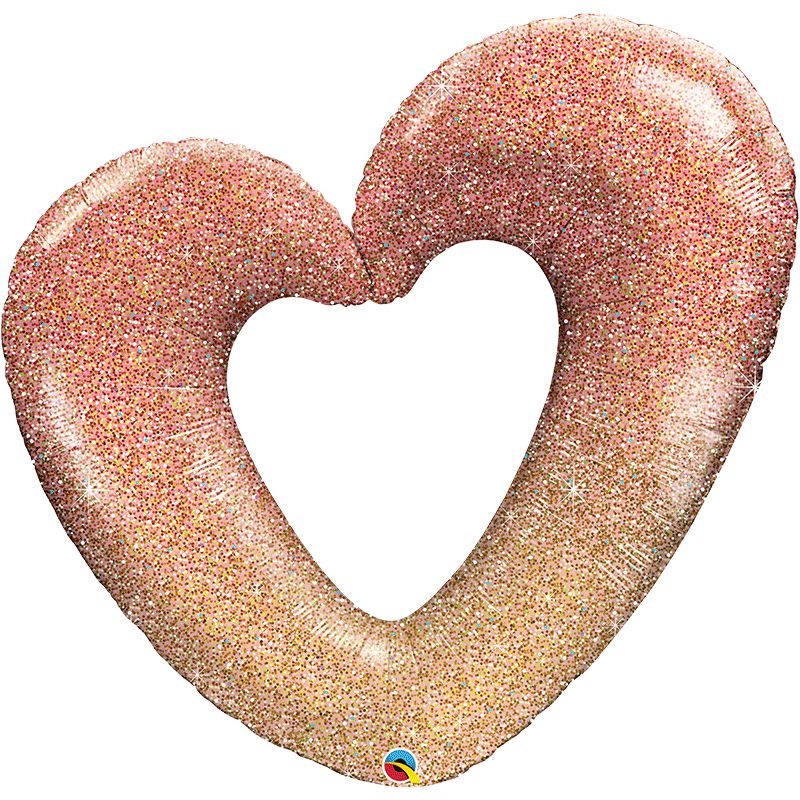 Ballon Cœur Rose - Paillettes Holographiques