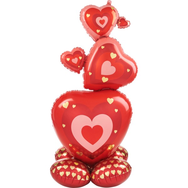 Ballon AirLoonz Coeurs empilés 139 cm