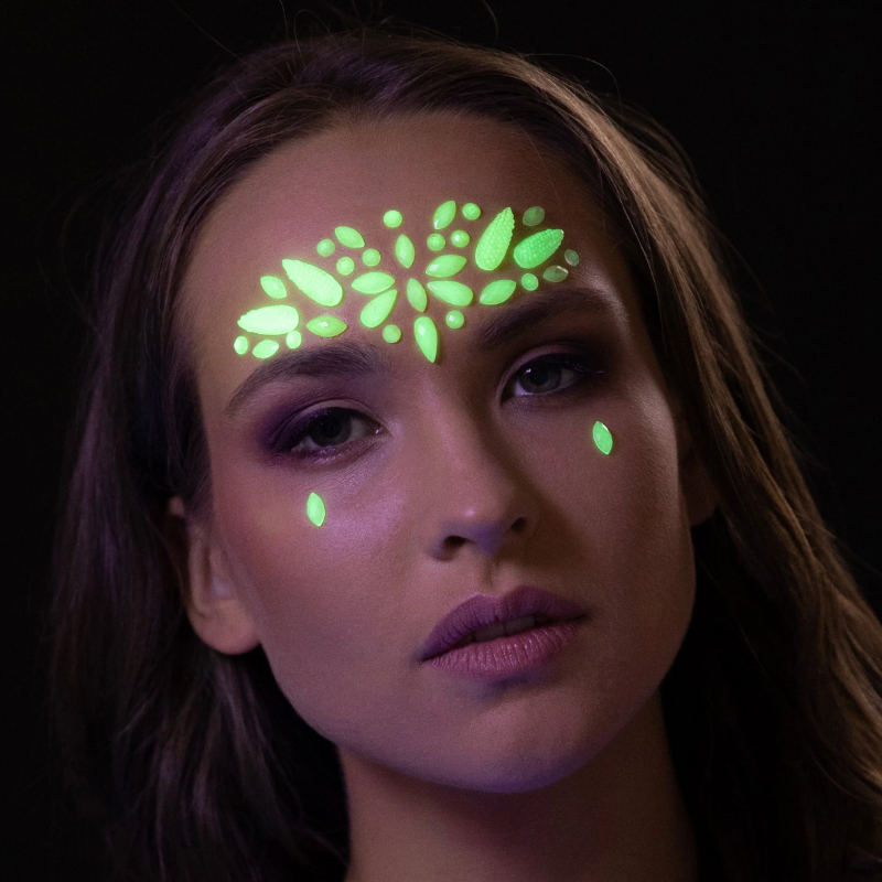Bijoux de visage phosphorescent "Aurores boréales"