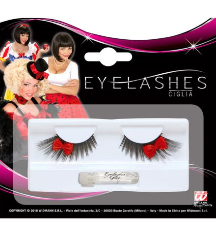 [WID25921] Black false eyelashes with red bows