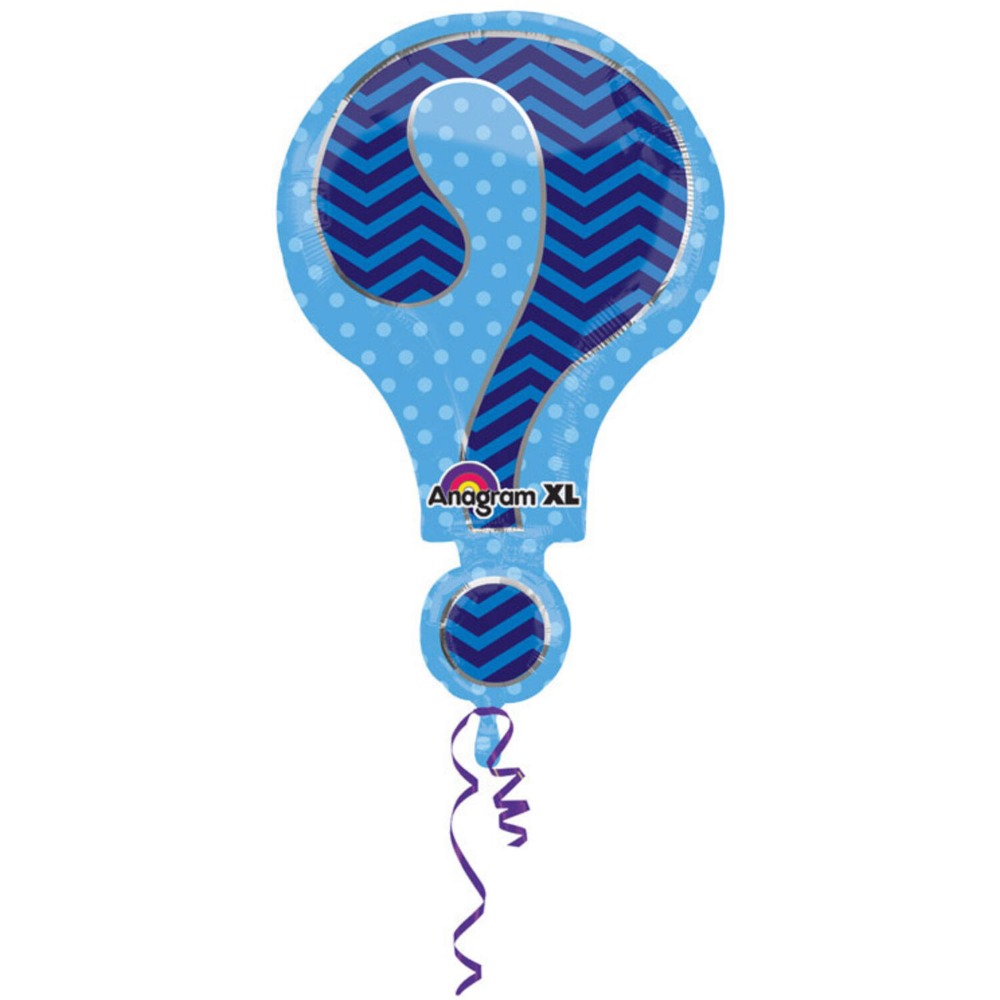 [AMS2879801] Ballon aluminium point d'interrogation Gender Reveal bleu