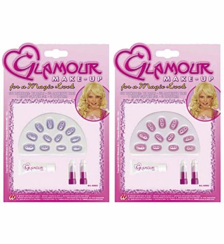 [WID4050U] Set mit Lippenstift, Glitzergel und Nägeln für Kinder