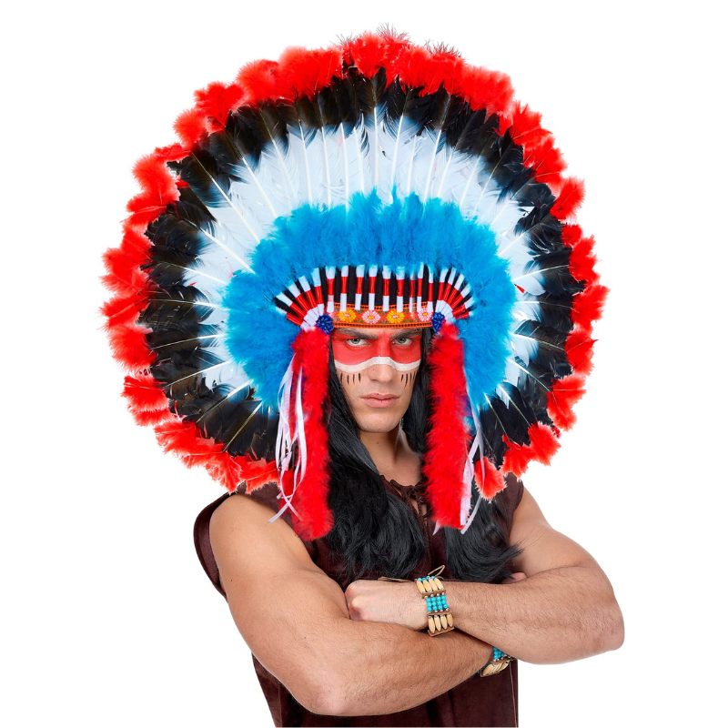 [WID29285] Coiffe de chef indien de luxe en plume 