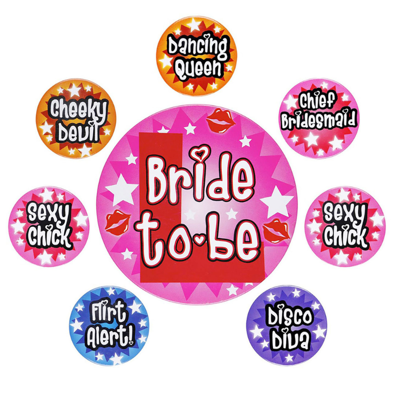Set de 8 broches "Bachelorette Party"