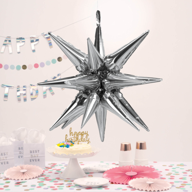 Ballon étoile polaire argent 88 cm
