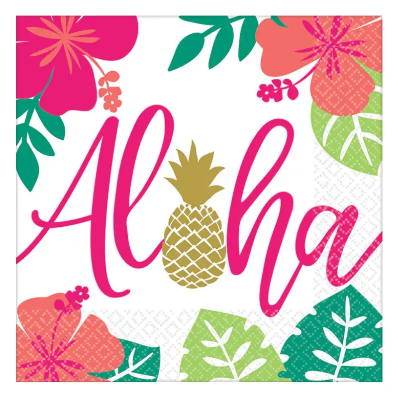 [AMS511953-66] 16 Serviettes Aloha Ananas, 33x33 cm