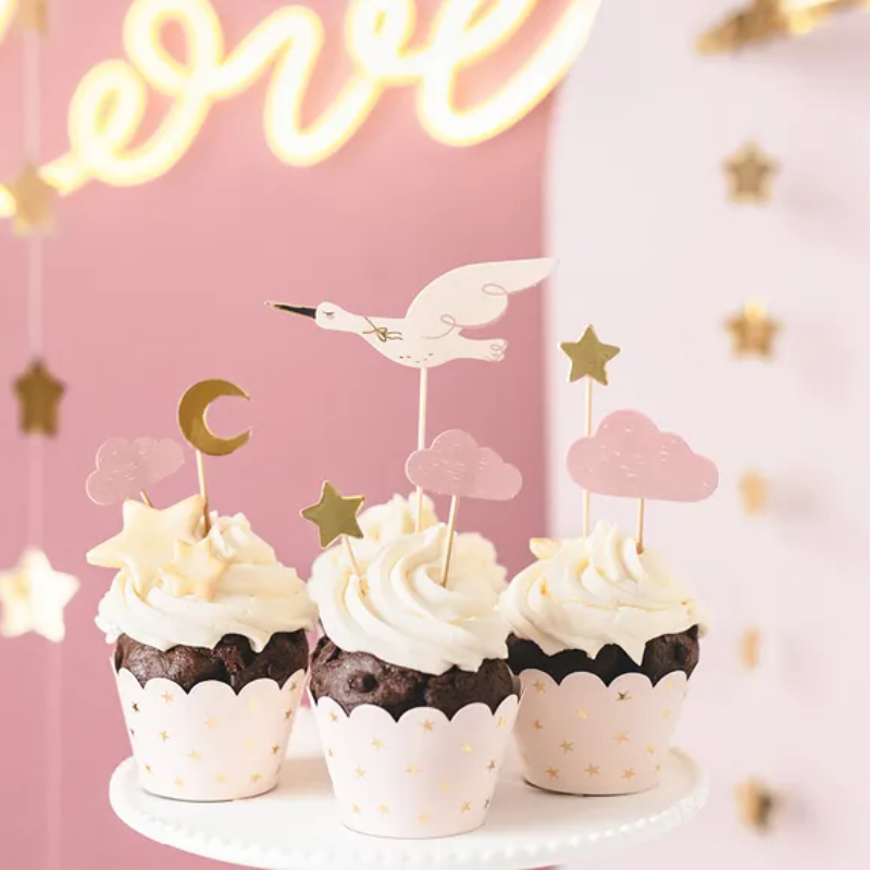 [PARKPM30] Cake toppers Cigogne rose