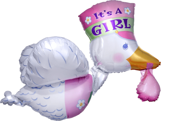 [AMS702601] Folienballon Storch "It's a Girl" 58 x 81 cm