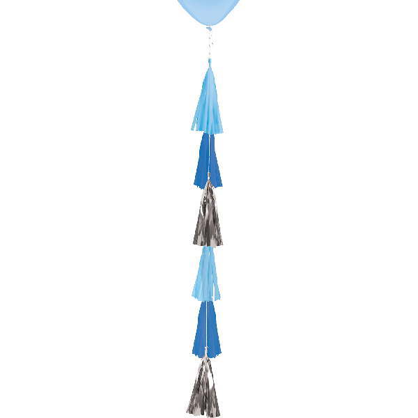 [AMS9911754] Ballonschweif blau und gold mit Pompons