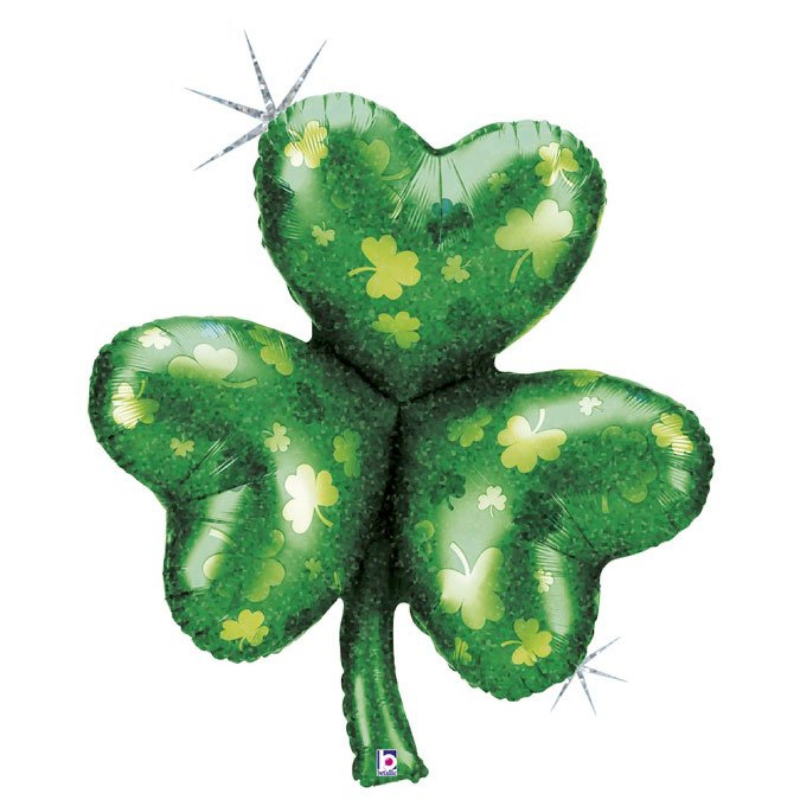 Ballon trèfle XXL vert holographique Saint Patrick