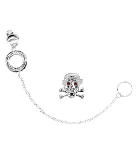 [WID5021P] Punk Jewellery Set: Skull Ring and Nose-to-Ear Chain