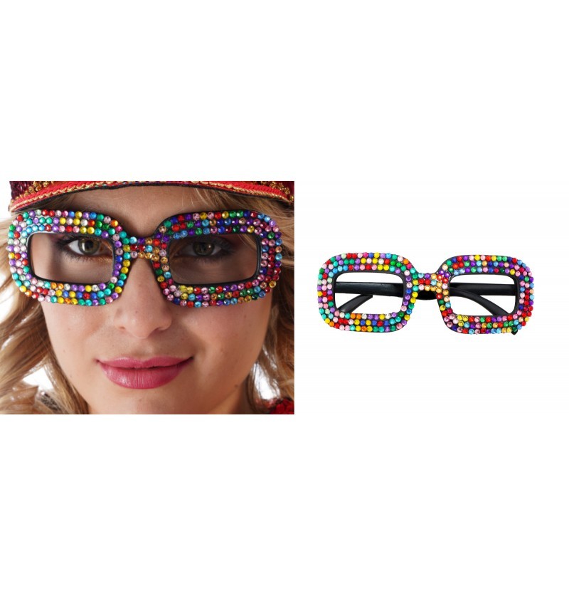 [CHA11217] Multicoloured rhinestone 50s glasses