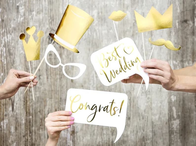 Accessoires photobooth mariage or