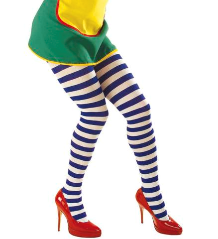 [WID4720Z] Blue and white striped tights for adults