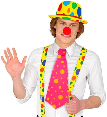 [WID6674C] Giant polka dot clown tie - 4 assorted colours