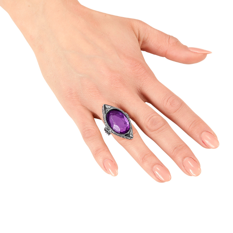 [WID7132T] Gothic Ring with Purple Stone