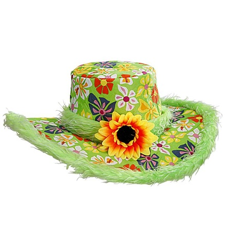 [WID2597V] Ibiza hat with plush trim and daisy