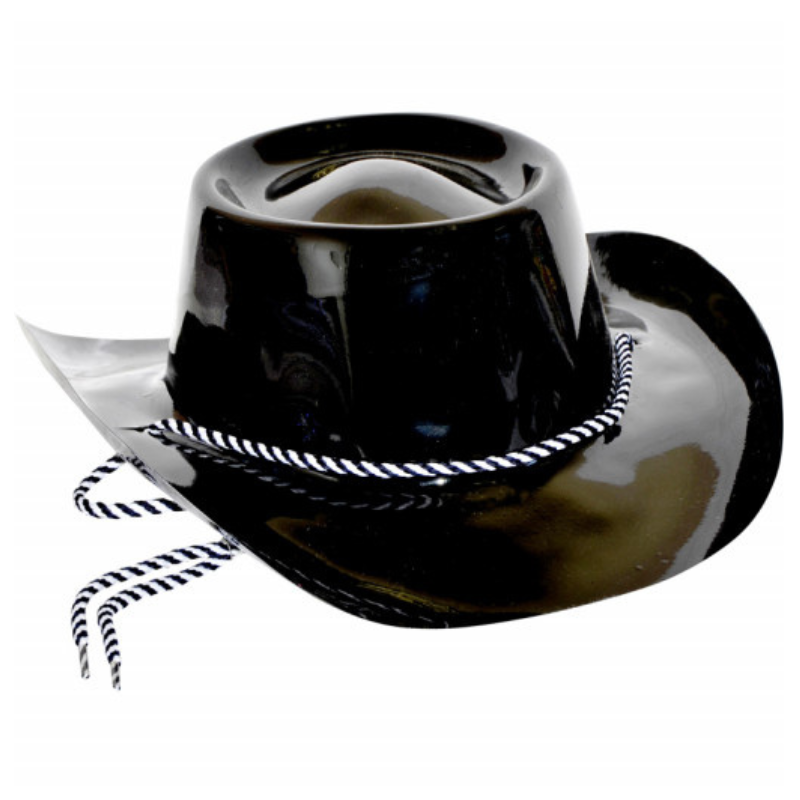 [APT1524] Chapeau de Cowboy noir en PVC souple