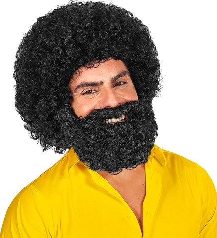 [WID00651] Lockige Afroperücke mit Bart
