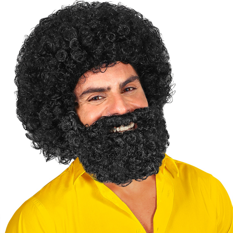 Perruque bouclée afro avec barbe