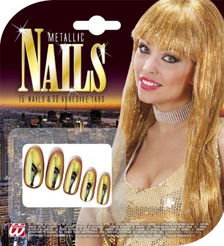 Faux ongles métal dore avec 30 adéhsifs